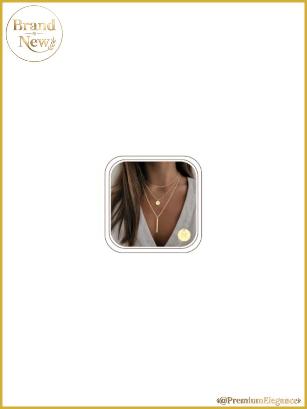 Layered Initial Necklace, 14K-Gold-Plated Letter Chain Necklace for Women